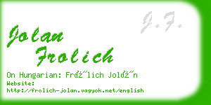 jolan frolich business card